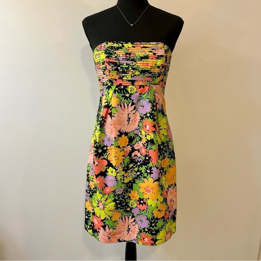 Shoshanna Neon Floral Strapless Dress Size 4